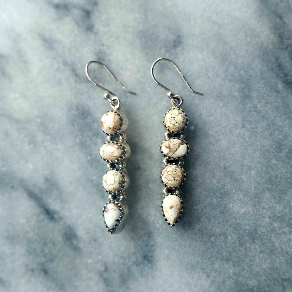 Elegant Sterling Silver and Wildhorse Stone Dangle Earrings